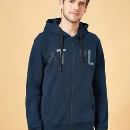 Urban Ranger By Pantaloons Navy Cotton Regular Fit Printed Hooded Sweatshirt-image-39