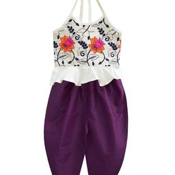 A.T.U.N. Girls White Halter Top with Dhoti Pants-image-33