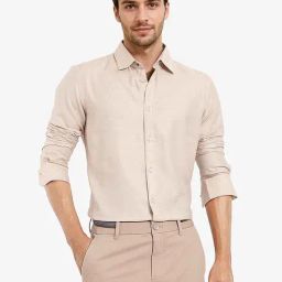Rare Rabbit Beige Regular Fit Solid Shirt-image-53