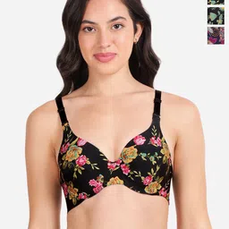 shyaway Pack of 3 Floral T-shirt Bra - Medium Coverage Underwired Lightly Padded-image-43