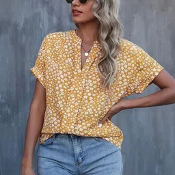 Stylecast X Slyck Floral Printed Mandarin Collar Top-image-13