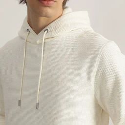Gant Cream Regular Fit Self Pattern Hooded Sweatshirt image 4