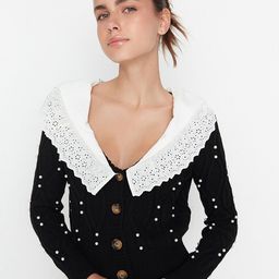 Trendyol Women Black Cardigan with Embellished Detail-image-49