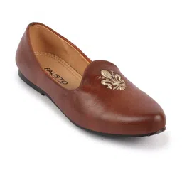FAUSTO Men Tan Embroidered Mojaris-image-83