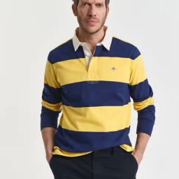 GANT Blue Pure Cotton Regular Fit Striped Polo T-Shirt-picture-29