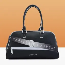 Caprese Black Vivian Faux Leather Duffle Bag-image-48
