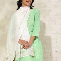 Fabindia White Embroidered Stole-picture-12