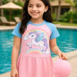 Bubble Berry Girls Pink Printed Swimsuit-picture-10