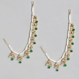 I Jewels Green Contemporary Ear Cuff Earrings-35