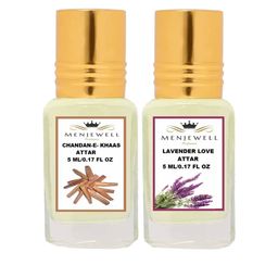 Menjewell Set of 2 Chandan-E-Khaas & Lavender Love Attar 10ml-8