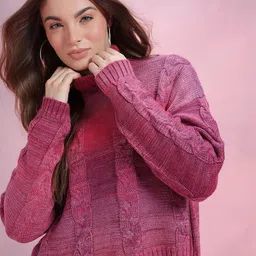 DressBerry Cable Knit High Neck Pullover-image-12