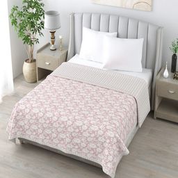 tundwal's Purple & White Floral Printed 210 GSM Pure Cotton AC Room Single Bed Dohar-image-103