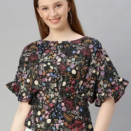 Sera Floral Print Bell Sleeve Crepe Top-image-53