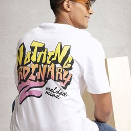WROGN Typography Printed Drop-Shoulder Sleeves Pure Cotton Oversized T-shirt-image-95
