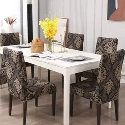 GIFTS ISLAND Set Of 6 Brown Printed Chair Covers-image-13