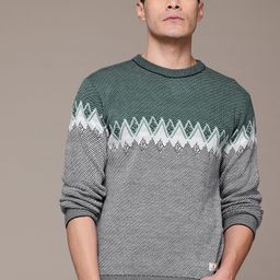 The Roadster Lifestyle Co. Geometric Self Design Sweater-image-45