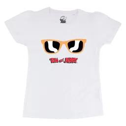 Tom & Jerry White Puff Sleeve Regular Pure Cotton Top-image-15