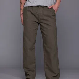 NEXT Men Textured Mid-Rise Pure Cotton Relaxed Fit Trousers-image-64