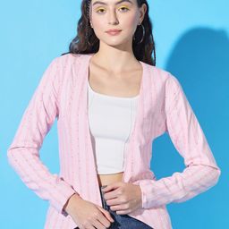 BAESD Women Striped Embellished Shrug-19