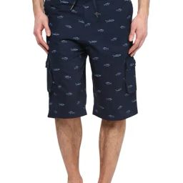 Hypernation Navy Mid Rise Regular Fit Shorts-picture-29