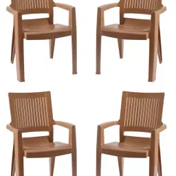 Italica Luxury Plastic Arm Chair 2271 (Camel, Set Of 4)-34
