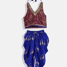 Twisha Girls Maroon & Blue Top with Dhoti Pants-image-9