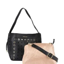 Elle Black Hobo Shoulder Handbag with Sling-18