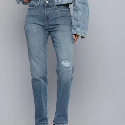 Levis Women 314 Straight Fit High-Rise Low Distress Light Fade Stretchable Jeans-image-96