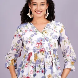 JC4U Print Flutter Sleeve Georgette Top image 1