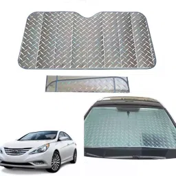 Auto Pearl F223 Dashboard Sun Shade Cover with Suction Cup for Sonata (Grey)-22