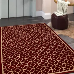 PRESTO Red & Beige Hand Tufted Wool Anti-Skid Carpet-image-53