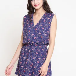 Sera Navy Blue & Pink Printed Playsuit-picture-50