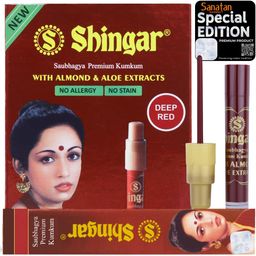Shringar kumkum liquid Saubhagya Liquid Kumkum Non Allergic & Non Staining With Almond and aloe vera Extract (Pack of 5) Shringar DEEP RED Colour Kum kum Liquid image 5