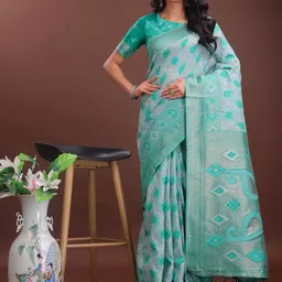 Astita Woven Design Zari Saree With Unstitched Blouse Piece-image-19