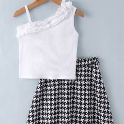 Kookie Kids Sleeveless Top & Skirt Checkered - White & Black-image-28
