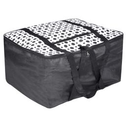Kuber Industries Underbed Storage BagCanvas Jumbo Blanket CoverDot Print Storage BagFoldable Razai BagZipper Storage Bag For Clothes with HandleLarge,Black & White,-image-89
