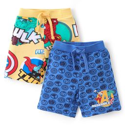 Babyhug Marvel Terry Knit Shorts with  Avenger Theme Print Pack of 2 - Multicolour-image-90