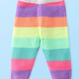 Babyhug Sweater Knit Fleece & Woollen Full Length Pyjama with Stripes - Multicolour-picture-13