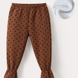 Kookie Kids Full Length Lounge Pants With Polka Dots Print - Brown-image-42