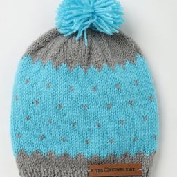 The Original Knit Handmade Self Design Cap - Blue & Grey-image-85