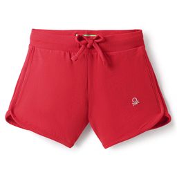 UCB Knit Knee Length Solid Color Shorts with Brand Logo - Red-image-72