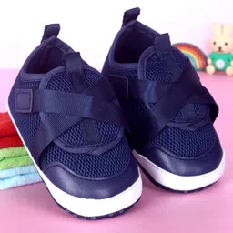 Babyoye Slip On Solid Coloured Booties With Lace Detailing - Navy Blue-picture-48