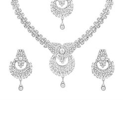 Atasi International Silver-Plated Crystal-Studded Jewellery Set-image-81