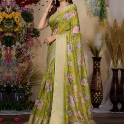 Mitera Floral Printed Zari Sungudi Saree-image-59