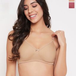 Clovia Pack Of 2 Full Coverage Cotton T-shirt Bra-image-94