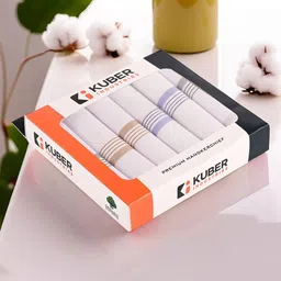 Kuber Industries 6-Pieces Striped Cotton Handkerchief With Box-55
