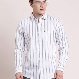 Turtle Striped Spread Collar Long Sleeves Pure Cotton Relaxed Slim Fit Casual Shirt-image-68