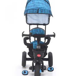 Babyhug Plug & Play Apache Tricycle with Parental Handle and Printed Canopy - Blue image 5