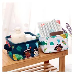 COZY VIBES Rectangular Laundry Hamper Foldable Printing Fabric Cloth Folding Mini Laundry Basket- PACK OF 1- COLOR MAY VARY image 5
