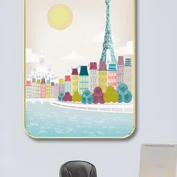 SAF Blue & Pink Building Printed Wooden Wall Art-image-92